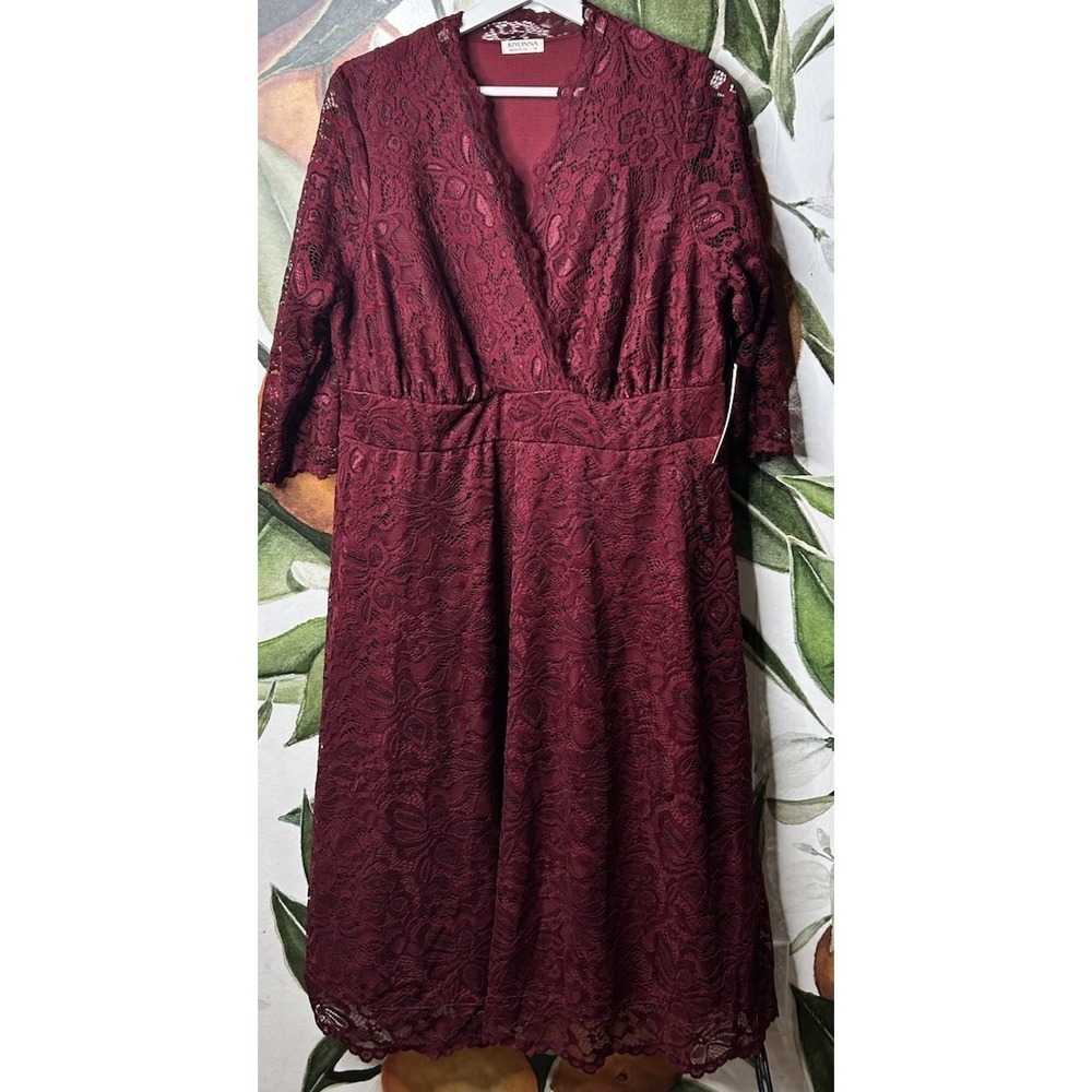 Kiyonna Mademoiselle Lace Dress Red Plus Size 1X NWT Cocktail Feminine